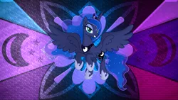 Size: 5120x2880 | Tagged: safe, artist:laszlvfx, artist:negatif22, derpibooru import, edit, princess luna, pony, female, solo, wallpaper, wallpaper edit