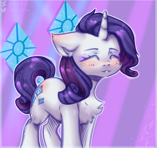 Size: 2000x1884 | Tagged: safe, artist:zefirka, derpibooru import, rarity, pony, unicorn, chest fluff, eyes closed, female, solo