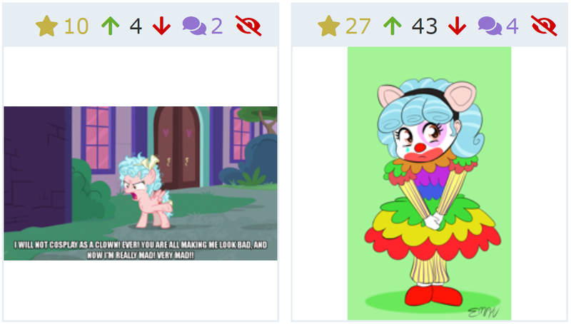 Size: 1186x673 | Tagged: safe, artist:empyu, derpibooru import, cozy glow, derpibooru, twibooru, equestria girls, school raze, 30 minute art challenge, animal crossing, clothes, clown, clown makeup, clown nose, clowny glow, cosplay, costume, equestria girls-ified, female, green background, juxtaposition, juxtaposition win, meme, meta, pietro (animal crossing), simple background, solo