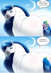 Size: 872x1236 | Tagged: suggestive, artist:dubstepina, artist:wsache2020, derpibooru import, edit, spike, oc, oc:jade sapphire, dragon, horse, pony, butt, canon x oc, draft horse, female, full body hotdogging, hoers, looking back, male, mare, plot, shipping, spikejewl, straight