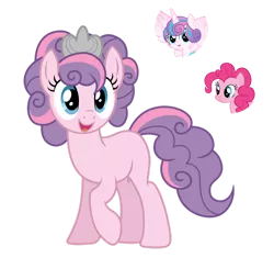 Size: 1280x1252 | Tagged: safe, artist:tenderrain46, derpibooru import, pinkie pie, princess flurry heart, oc, earth pony, pony, crown, female, jewelry, magical lesbian spawn, mare, offspring, parent:pinkie pie, parent:princess flurry heart, parents:flurrypie, regalia, simple background, transparent background
