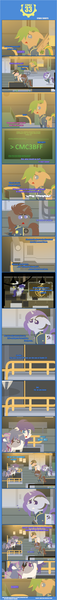 Size: 1205x12698 | Tagged: safe, artist:estories, derpibooru import, oc, oc:dusk shine, oc:millenia, oc:spring dawn, oc:steamy, oc:sweep star, oc:viol strings, unofficial characters only, pegasus, pony, unicorn, comic:stable 33, fallout equestria, female, male, mare, stallion