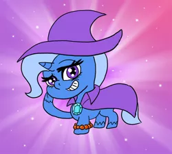 Size: 700x630 | Tagged: safe, artist:slamjam, derpibooru import, trixie, pony, unicorn, friendship gems, my little pony: pony life, spoiler:pony life s01e12, spoiler:pony life s01e17, cape, clothes, female, hat, looking at you, mare, smiling, solo, trixie's cape, trixie's hat