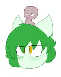 Size: 613x775 | Tagged: safe, artist:leola-kittycorn, derpibooru import, vinny, earth pony, earthworm, pony, worm, bags under eyes, food, golden eyes, green mane, light green fur, meat, meat (vinesauce), simple background, solo, vinesauce, vinny (vinesauce), white background