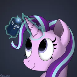 Size: 1797x1797 | Tagged: safe, artist:klonex1050art, derpibooru import, starlight glimmer, pony, unicorn, doctor who, female, solo, tardis