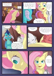 Size: 2893x4092 | Tagged: safe, artist:mustachedbain, derpibooru import, fluttershy, princess ember, oc, oc:august, oc:rexion, dragon, pegasus, pony, comic:my dragon children, baby, baby dragon, comic, determined, dragon oc