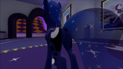 Size: 1280x720 | Tagged: suggestive, artist:acid flask, derpibooru import, princess luna, alicorn, pony, 3d, animated, butt, butt expansion, canterlot castle, ethereal mane, ethereal tail, featureless crotch, female, folded wings, giant alicorn, giant pony, growth, horn, large butt, large wings, macro, magic, mega luna, no sound, plot, sfm pony, smiling, solo, source filmmaker, starry hair, starry mane, teleportation, webm, wing growth, wings