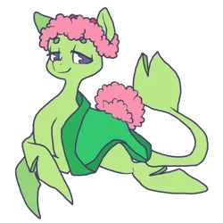 Size: 2132x2128 | Tagged: artist:smirk, derpibooru import, flippers, legitimately amazing mspaint, lidded eyes, lilypad, ms paint, oc, original species, plant, plant pony, safe, simple background, transparent background, unofficial characters only