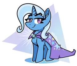 Size: 1750x1500 | Tagged: safe, artist:glimglam, derpibooru import, trixie, pony, unicorn, cape, clothes, female, mare, simple background, smug, solo, transparent background, trixie's cape