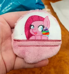 Size: 1836x1966 | Tagged: safe, artist:sew_adorkable, derpibooru import, pinkie pie, capsule, gacha, irl, photo, pinkamena diane pie, plushie