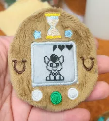 Size: 1619x1801 | Tagged: safe, artist:sew_adorkable, artist:trashkitten-plushies, derpibooru import, doctor whooves, time turner, buttons, embroidery, irl, photo, plushie, solo, tamagotchi