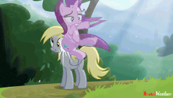 Size: 640x360 | Tagged: safe, artist:brutalweather studio, derpibooru import, derpy hooves, starlight glimmer, pegasus, pony, unicorn, rock solid friendship, collision, duo, female, hitting, i can't believe it's not hasbro studios, mare, scrunchy face