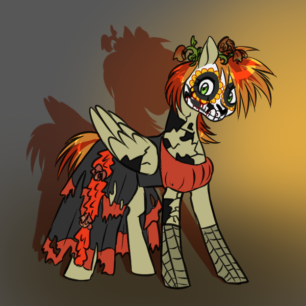 Size: 750x750 | Tagged: safe, artist:jitterbugjive, derpibooru import, oc, oc:bracer, unofficial characters only, pegasus, clothes, commission, costume, dia de los muertos, emw:mmmm, halloween, halloween costume, holiday, pegasus oc, solo, wings