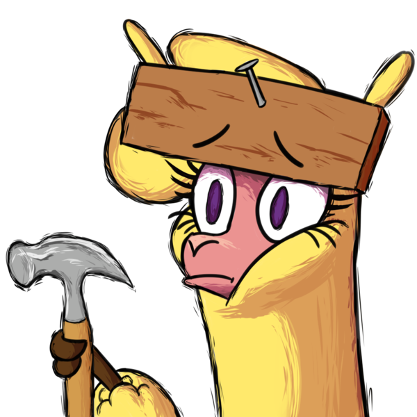 Size: 1080x1080 | Tagged: safe, artist:hitsuji, derpibooru import, paprika paca, alpaca, them's fightin' herds, community related, female, hammer, meme, my pretty seahorse, pain, patrick star, simple background, solo, spongebob reference, spongebob squarepants, transparent background, wood