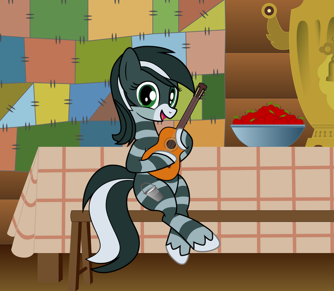 Size: 4080x3562 | Tagged: safe, artist:scadl, banned from derpibooru, deleted from derpibooru, derpibooru import, oc, ponified, unofficial characters only, cat, earth pony, pony, absurd resolution, apple, crossover, cyrillic, food, guitar, image, matroskin, musical instrument, png, rule 63, russian, russian animation, samovar, show accurate, solo, winter in prostokvashino