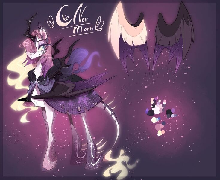 Size: 1024x836 | Tagged: safe, artist:manella-art, derpibooru import, oc, oc:sunny moonlight, alicorn, bat pony, bat pony alicorn, pony, alternate design, bat wings, female, horn, magical lesbian spawn, mare, offspring, parent:rainbow dash, parent:twilight sparkle, parents:twidash, solo, wings