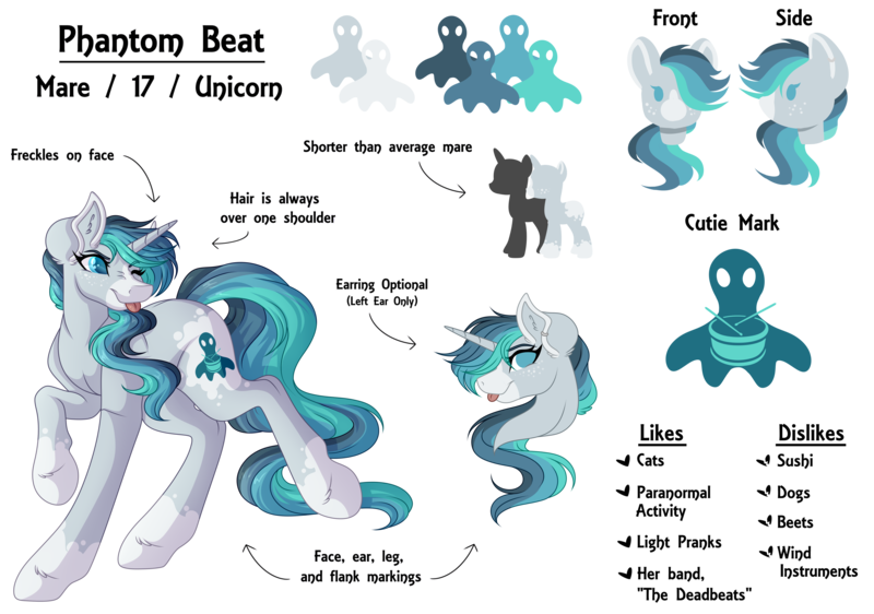 Size: 6700x4704 | Tagged: safe, artist:amazing-artsong, derpibooru import, oc, oc:phantom beat, unofficial characters only, pony, unicorn, absurd resolution, female, mare, one eye closed, reference sheet, simple background, solo, tongue out, transparent background, wink