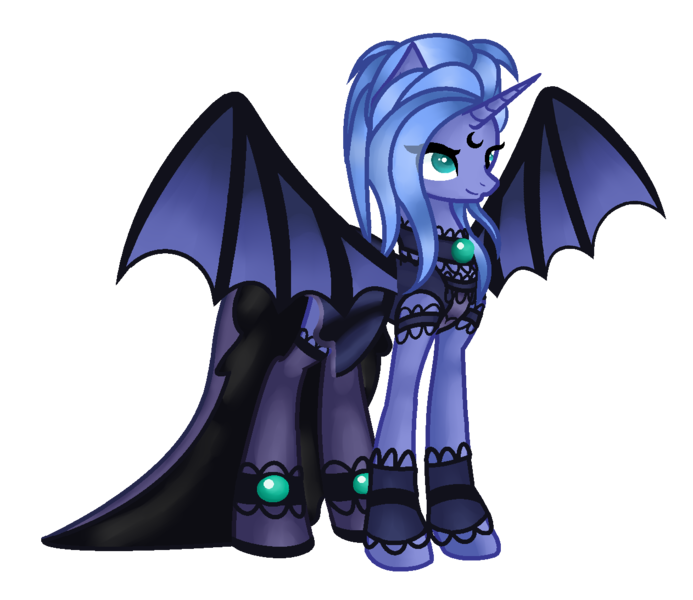 Size: 1262x1092 | Tagged: safe, artist:felikusstekill, derpibooru import, princess luna, alicorn, bat wings, clothes, costume, countess, female, s1 luna, simple background, solo, transparent background, wings