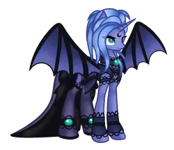 Size: 1262x1092 | Tagged: safe, artist:felikusstekill, derpibooru import, princess luna, alicorn, bat wings, clothes, costume, countess, female, s1 luna, simple background, solo, transparent background, wings