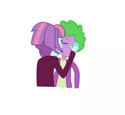 Size: 651x600 | Tagged: safe, derpibooru import, spike, sunny flare, human, equestria girls, hand on cheek, human spike, humanized, kissing, remake, shadowbolts, shipping, spike gets all the crystal prep, spike gets all the equestria girls, spikeflare