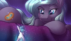 Size: 3840x2250 | Tagged: safe, artist:sugaryviolet, derpibooru import, oc, oc:saros nebula, oc:snap feather, unofficial characters only, pony, unicorn, climbing, cutie mark, giant pony, giant unicorn, giga giant, high res, macro, pony bigger than a galaxy, raised eyebrow, shrinking, smiling, space, stars