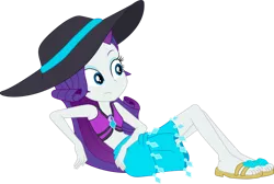 Size: 1280x862 | Tagged: safe, artist:marcorois, artist:marcorulezzz, derpibooru import, rarity, equestria girls, equestria girls series, forgotten friendship, belly button, clothes, female, geode of shielding, hat, image, magical geodes, png, sandals, sarong, simple background, solo, sun hat, swimsuit, transparent background, vector