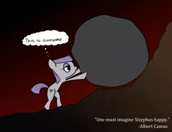 Size: 3000x2300 | Tagged: safe, artist:captaincontent, derpibooru import, maud pie, earth pony, pony, boulder, dialogue, female, mare, quote, rock, sisyphus, solo