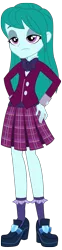 Size: 320x1290 | Tagged: safe, artist:maretrick, derpibooru import, cold forecast, equestria girls, friendship games, clothes, crystal prep academy uniform, female, pleated skirt, school uniform, simple background, skirt, solo, transparent background, vector