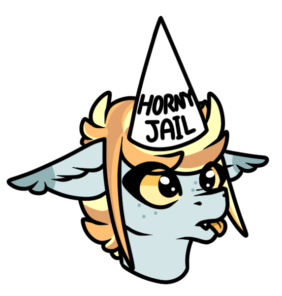 Size: 623x652 | Tagged: safe, artist:catdork, derpibooru import, oc, oc:monarch, unofficial characters only, bat pony, :p, bat pony oc, bat wings, cute, dunce hat, hat, horny jail, meme, simple background, solo, timeout, tongue out, transparent background, wings