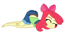 Size: 2484x1112 | Tagged: suggestive, artist:gmaplay, derpibooru import, apple bloom, equestria girls, bloom butt, butt, face down ass up, female, mimir, simple background, sleeping, solo, transparent background