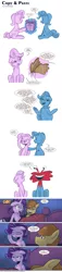 Size: 1608x7114 | Tagged: safe, artist:saturdaymorningproj, derpibooru import, feather bangs, starlight glimmer, trixie, unicorn, annoyed, cardboard wings, comic, crack shipping, dream, fake wings, female, foster's home for imaginary friends, gift wrapped, implied lesbian, implied shipping, implied startrix, magic, male, nightmare, shipping, sleeping, straight, telekinesis, wilt (foster's home for imaginary friends)