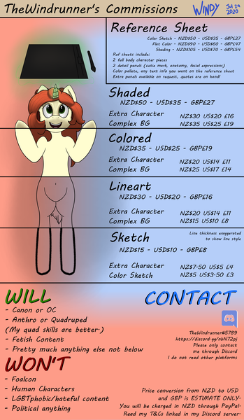 Size: 1700x2924 | Tagged: safe, artist:thewindrunner, derpibooru import, oc, unofficial characters only, pony, semi-anthro, unicorn, advertisement, commission info, graphics tablet, solo