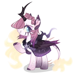 Size: 1024x988 | Tagged: safe, artist:lazuli, artist:manella-art, derpibooru import, oc, oc:craner moon, unofficial characters only, alicorn, bat pony, bat pony alicorn, pony, base used, bat pony oc, bat wings, cloak, clothes, crooked horn, female, horn, mare, simple background, solo, transparent background, wings