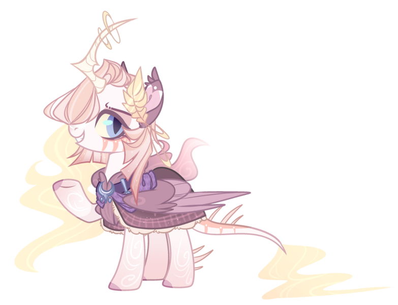 Size: 1024x785 | Tagged: safe, artist:manella-art, derpibooru import, oc, oc:craner moon, alicorn, bat pony, bat pony alicorn, pony, bat wings, cloak, clothes, crooked horn, female, horn, mare, simple background, solo, transparent background, wings