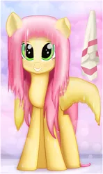 Size: 981x1660 | Tagged: safe, artist:ctb-36, artist:trickynicky, derpibooru import, edit, editor:swegmeiser, fluttershy, pegasus, pony, abstract background, cute, female, mare, shyabetes, smiling, solo, wet, wet mane