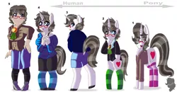 Size: 3396x1766 | Tagged: safe, artist:pokemonfan111, derpibooru import, oc, unofficial characters only, anthro, human, pony, unicorn, clothes, cute, human to pony, humanized, old picture, simple background, socks, striped socks, white background