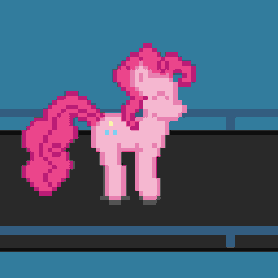 Size: 512x512 | Tagged: safe, artist:silent pone, derpibooru import, pinkie pie, earth pony, pony, animated, eyes closed, female, gif, happy, mare, pixel art, pronking, solo, trampoline