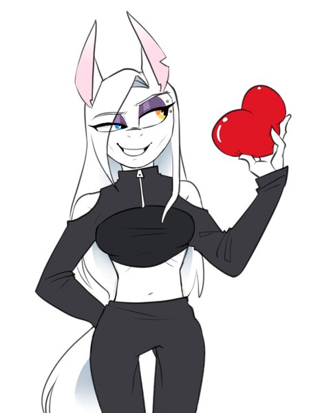 Size: 1246x1609 | Tagged: safe, artist:redxbacon, derpibooru import, oc, oc:rubber bunny, anthro, belly button, clothes, eyebrow piercing, heterochromia, image, jpeg, midriff, piercing, short shirt, skinny