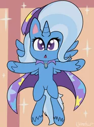 Size: 1492x2019 | Tagged: safe, artist:llametsul, derpibooru import, trixie, alicorn, pony, friendship gems, my little pony: pony life, spoiler:pony life s01e12, spoiler:pony life s01e17, alicornified, cape, clothes, colored pupils, female, hat, horn, looking at you, mare, race swap, simple background, solo, sparkles, stars, t pose, trixie's cape, trixie's hat, trixiecorn, unshorn fetlocks, wings