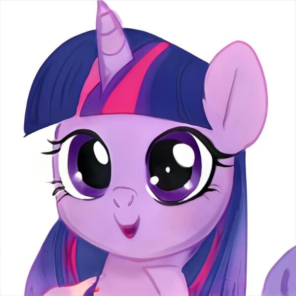 Size: 1024x1024 | Tagged: safe, artist:thisponydoesnotexist, derpibooru import, machine learning generated, oc, unofficial characters only, pony, unicorn, artificial intelligence, female, image, jpeg, mare, multicolored hair, neural network, not twilight sparkle, open mouth, simple background, solo, white background
