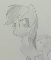 Size: 891x1038 | Tagged: safe, artist:chocodamai, derpibooru import, rainbow dash, female, pencil drawing, solo, traditional art