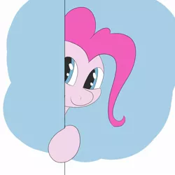 Size: 1200x1200 | Tagged: safe, artist:chocodamai, derpibooru import, pinkie pie, digital art, female, smiling, solo, spying