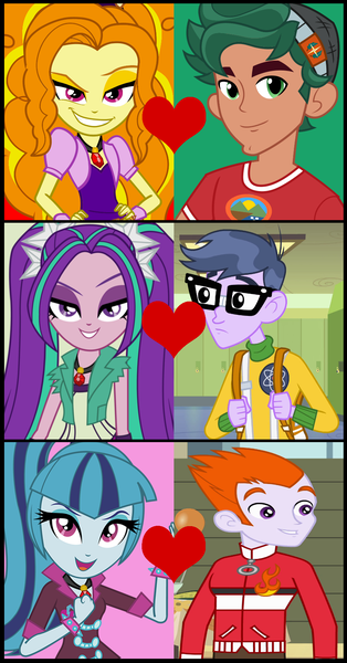 Size: 888x1696 | Tagged: safe, artist:shipper anon, artist:themexicanpunisher, derpibooru import, edit, screencap, adagio dazzle, aria blaze, heath burns, microchips, sonata dusk, timber spruce, equestria girls, equestria girls (movie), rainbow rocks, ariachips, background human, cropped, female, heathdusk, male, shipping, shipping domino, straight, the dazzlings, timberdazzle