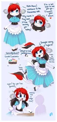 Size: 800x1711 | Tagged: safe, artist:ipun, derpibooru import, oc, oc:fay, dracony, dragon, hybrid, pony, clothes, cupcake, female, food, friendship cafe, maid, solo