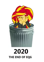 Size: 616x862 | Tagged: safe, derpibooru import, sunset shimmer, equestria girls, abuse, downvote bait, op can't let go, op is a duck, op is trying to start shit, sad, shimmerbuse, the end of equestria girls, trash can