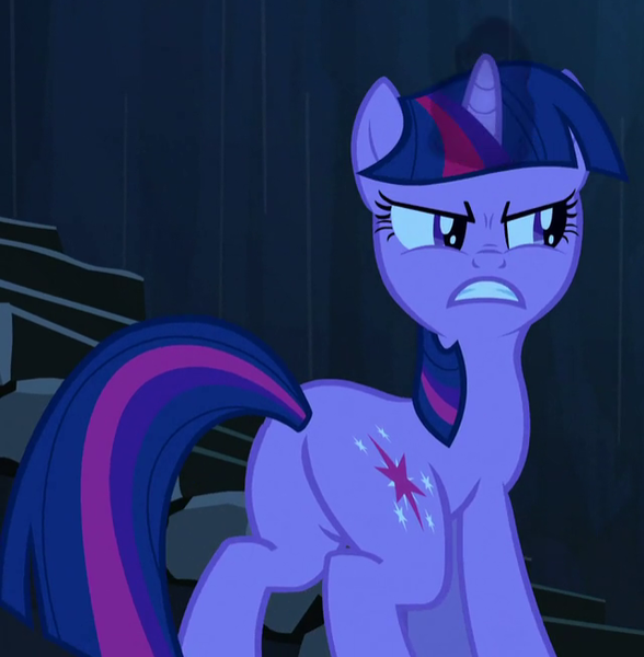 Size: 640x653 | Tagged: safe, derpibooru import, screencap, twilight sparkle, pony, unicorn, the crystal empire, angry, butt, cropped, female, juxtaposition bait, mare, plot, solo, twibutt, unicorn twilight