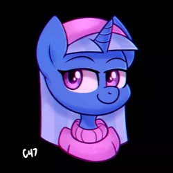 Size: 2000x2000 | Tagged: safe, artist:handgunboi, derpibooru import, trixie, pony, unicorn, black background, crossover, error, female, glitch, hairband, mare, namesake, pun, simple background, solo, the fairly oddparents, trixie tang, visual pun