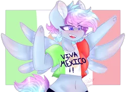 Size: 1492x1093 | Tagged: anthro, arm hooves, artist:shinningblossom12, blushing, clothes, :d, derpibooru import, female, mexico, oc, oc:shinning blossom, pegasus, pegasus oc, safe, simple background, smiling, solo, transparent background, underhoof, unofficial characters only, wings