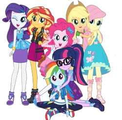 Size: 968x956 | Tagged: safe, derpibooru import, edit, edited screencap, editor:larryboyfan1996, screencap, applejack, fluttershy, pinkie pie, rainbow dash, rarity, sci-twi, sunset shimmer, twilight sparkle, equestria girls, equestria girls series, applejack's hat, background removed, boots, clothes, converse, cowboy boots, cowboy hat, cute, dashabetes, diapinkes, geode of empathy, geode of fauna, geode of shielding, geode of sugar bombs, geode of super speed, geode of super strength, geode of telekinesis, glasses, hat, high heels, hug, humane five, humane seven, humane six, jackabetes, jacket, jewelry, leather, leather jacket, looking at you, magical geodes, necklace, not a vector, one eye closed, open mouth, raribetes, sandals, shimmerbetes, shoes, shyabetes, simple background, smiling, smiling at you, tanktop, transparent background, twiabetes, vest, wink, winking at you
