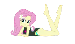 Size: 1138x664 | Tagged: suggestive, artist:darthrexx, derpibooru import, edit, editor:astroboy84, fluttershy, equestria girls, adorasexy, ass, barefoot, beach babe, beautiful eyes, bedroom eyes, breasts, butt, clothes, cute, feet, female, flutterbutt, fluttershy's one-piece swimsuit, image, legs, one-piece swimsuit, pink hair, png, sexy, show accurate, simple background, smiling, solo, swimsuit, transparent background